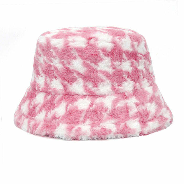 Trendy Houndstooth Bucket Hat - Y2K Fashion Essential for Stylish Looks