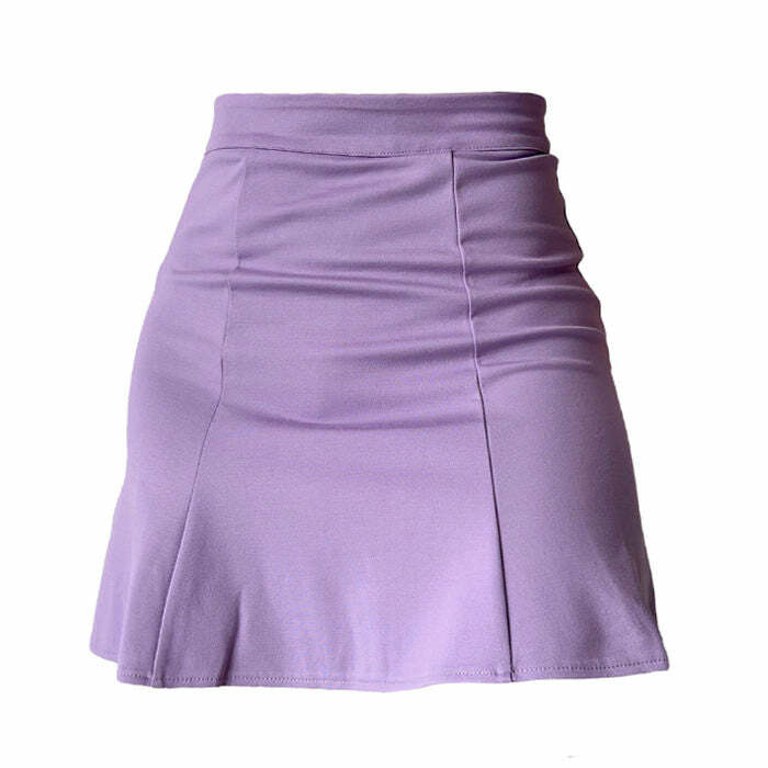 Trendy Lavender Ruched Skirt - Y2K Fashion Essential for Stylish Outfits