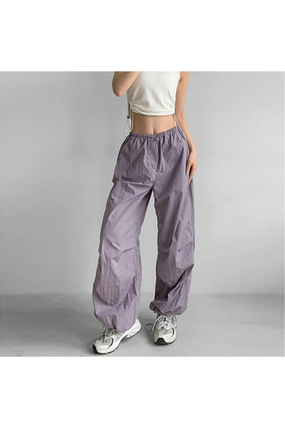 Trendy Lilac Baggy Parachute Pants - Y2K Fashion Essential