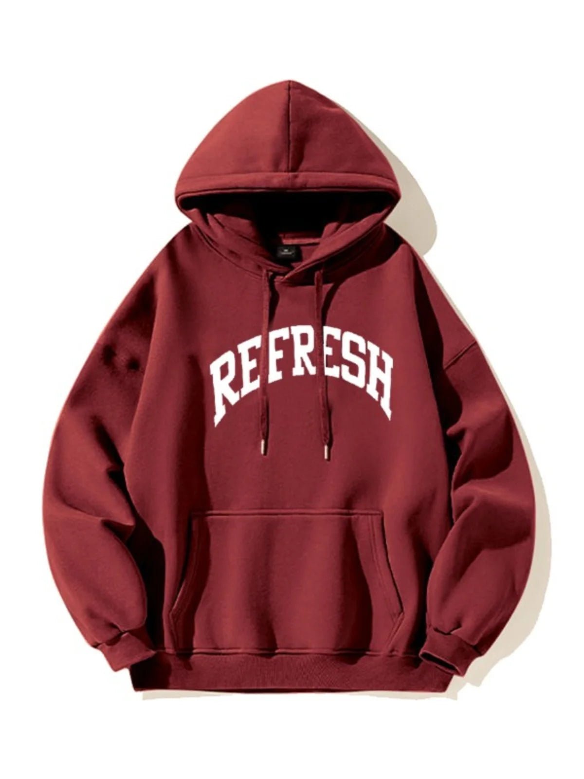 Trendy Oversized Maroon Graphic Hoodie - Y2K Fashion Essential