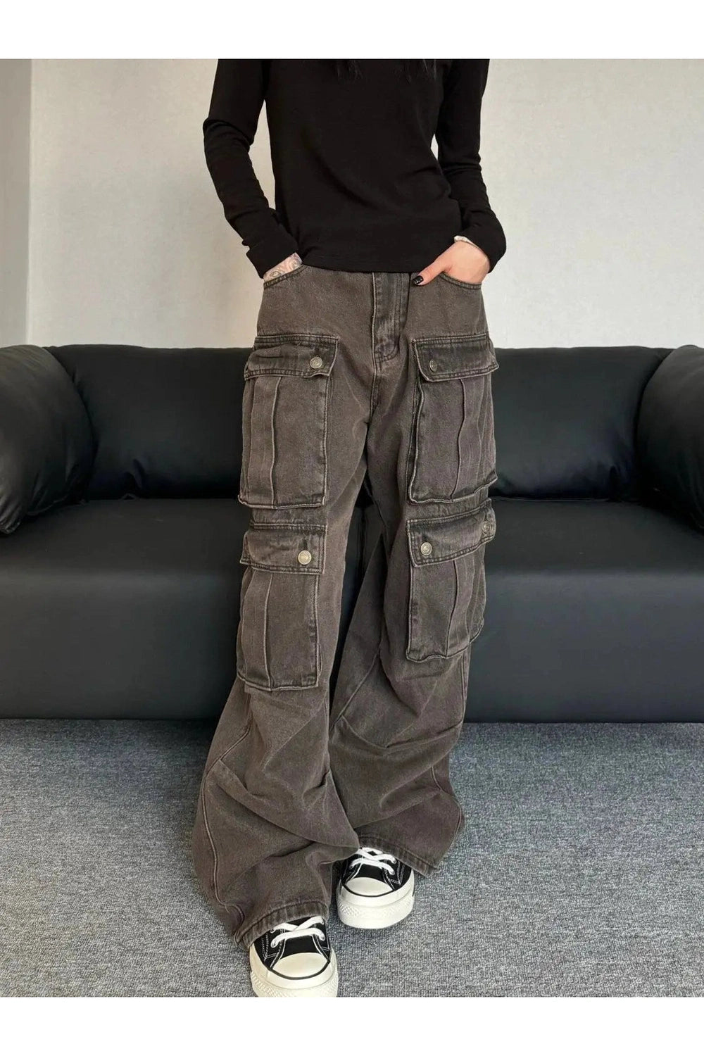 Trendy Oversized Utility Cargo Pants - Y2K Fashion Essential