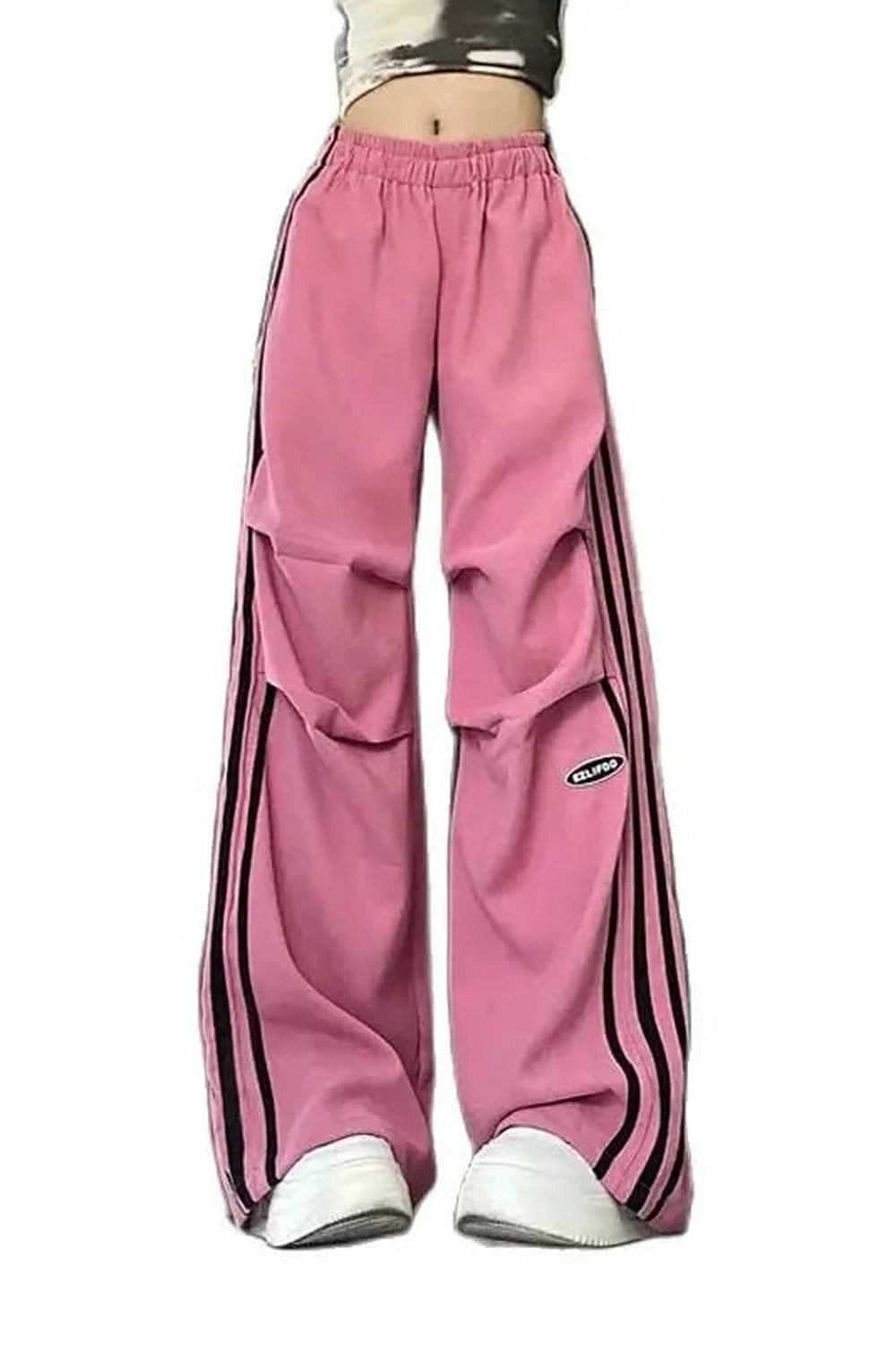 Trendy Pink Y2K Streetwear Wide-Leg Pants for Ultimate 2000s Style