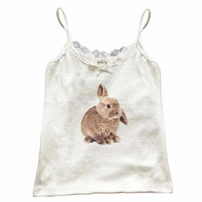 Trendy Rabbit Print Y2K Tank Top - Embrace 2000s Fashion Aesthetic