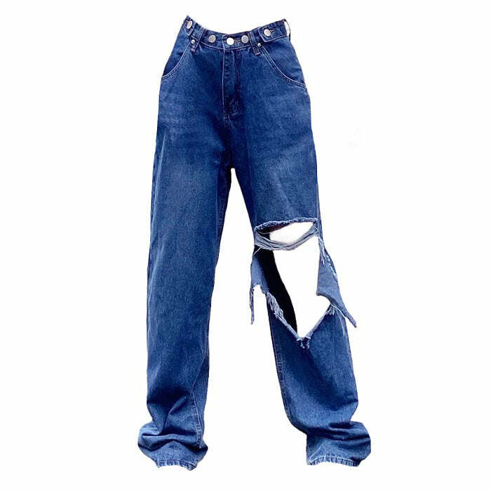 Trendy Ripped Baggy Jeans - Embrace Y2K Fashion & 2000s Style