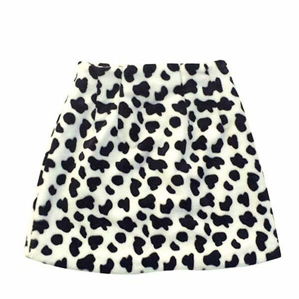 Trendy Shaggy Cow Skirt - Y2K Fashion Must-Have for 2000s Style