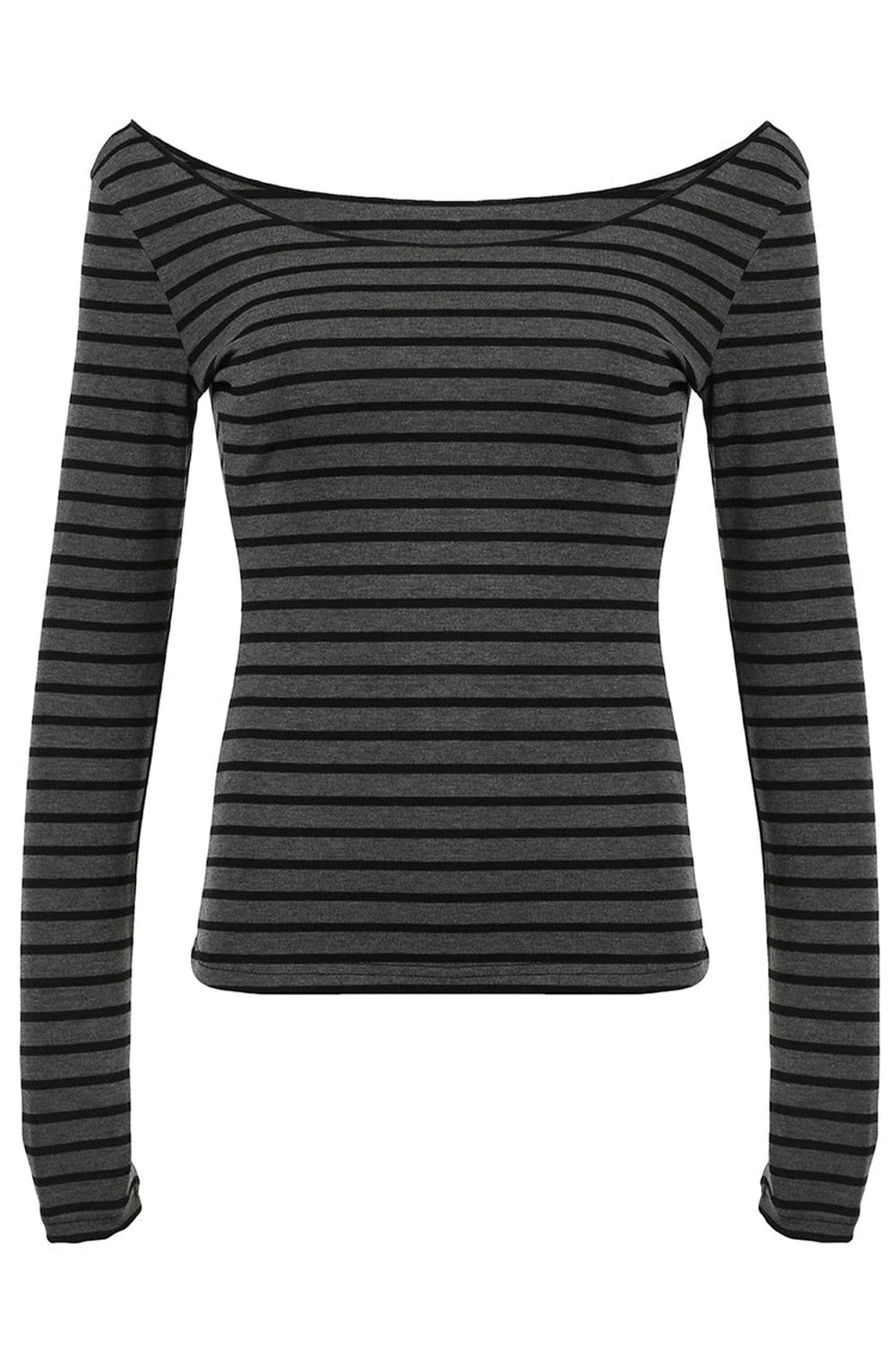 Trendy Striped Off-Shoulder Knit Top - Y2K Fashion Essential