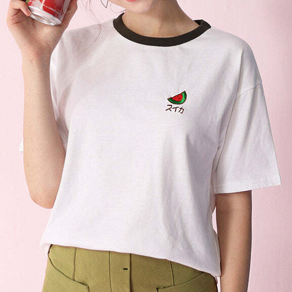 Trendy Watermelon Tee - Y2K Fashion Essential for 2000s Style Lovers