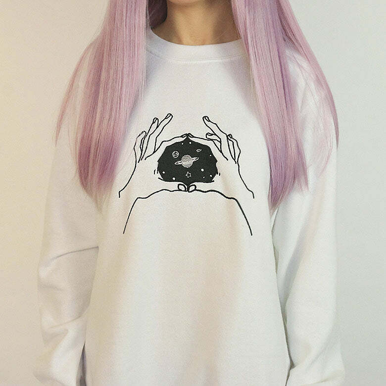 Trendy Y2K Aesthetic Inner Space Sweatshirt - 2000s Fashion Essential