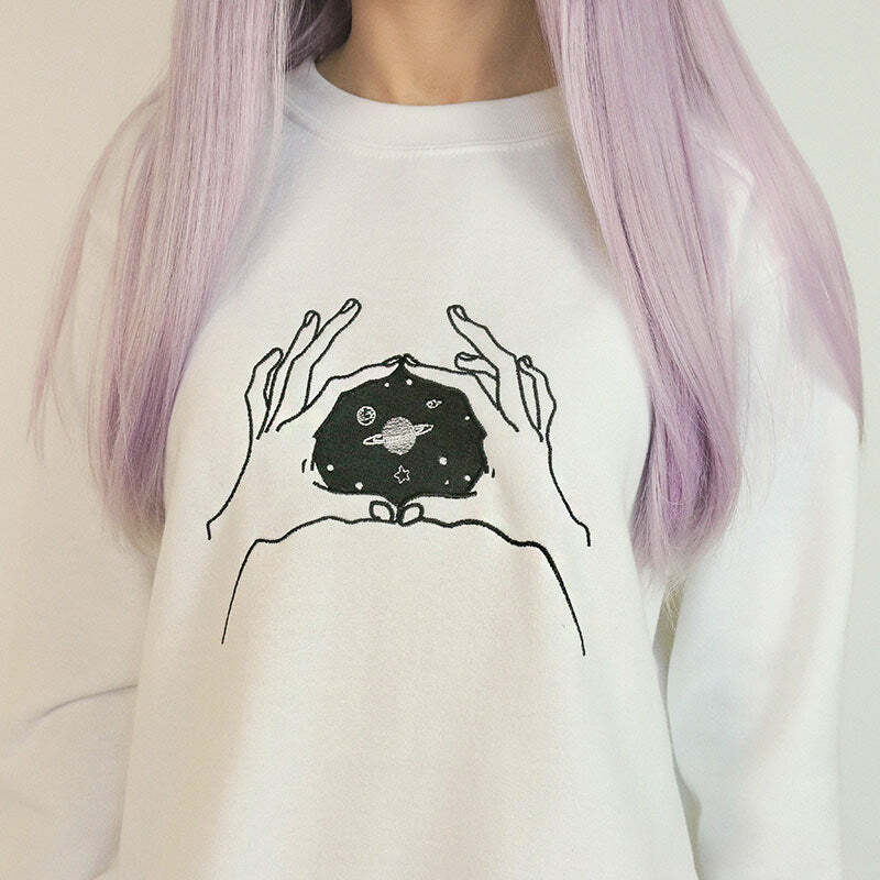 Trendy Y2K Aesthetic Inner Space Sweatshirt - 2000s Fashion Essential