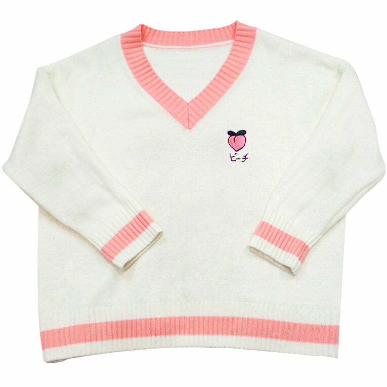 Trendy Y2K Aesthetic Peach Jumper - Vintage 2000s Style Clothing