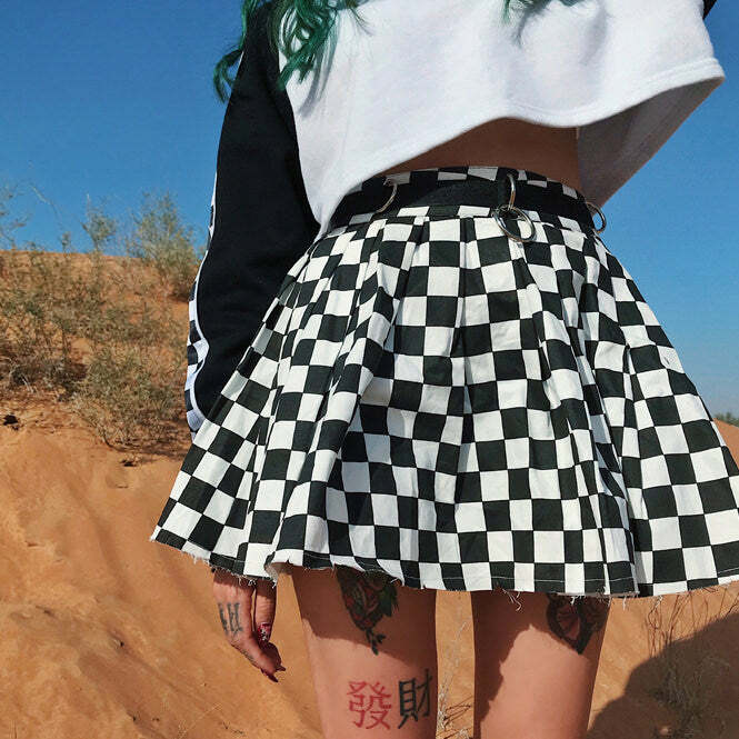 Trendy Y2K Checkered Mini Skirt - 2000s Fashion Aesthetic Outfit