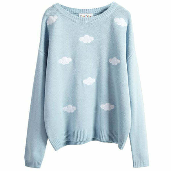 Trendy Y2K Cloud Sweater: Embrace 2000s Fashion with Cozy Style