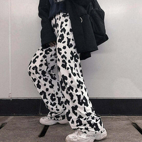 Trendy Y2K Cow Print Pants - Retro 2000s Style for Unique Outfits