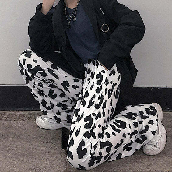 Trendy Y2K Cow Print Pants - Retro 2000s Style for Unique Outfits