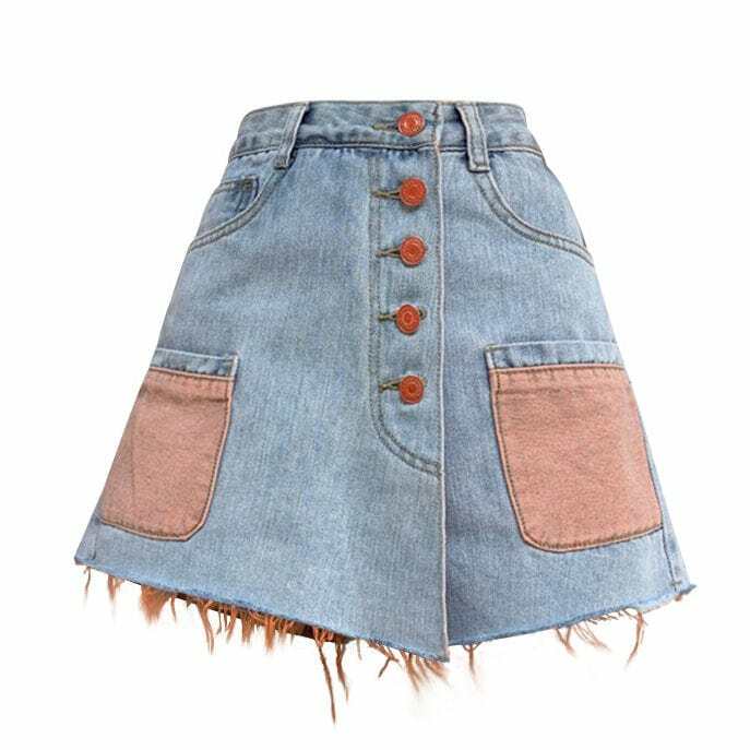 Trendy Y2K Denim Skirt - Embrace 2000s Fashion with a Chic Aesthetic