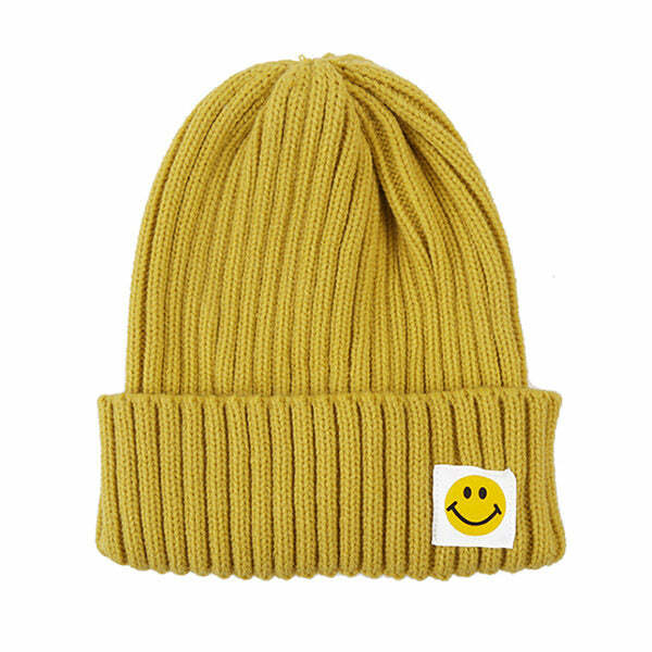 Trendy Y2K Fashion Fake Smile Beanie Hat for Ultimate 2000s Style