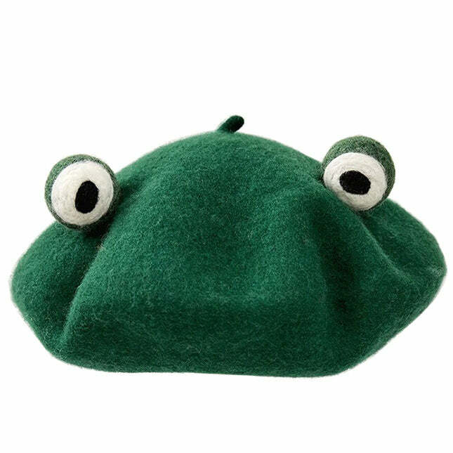 Trendy Y2K Fashion Frog Beret - Iconic 2000s Style Accessory