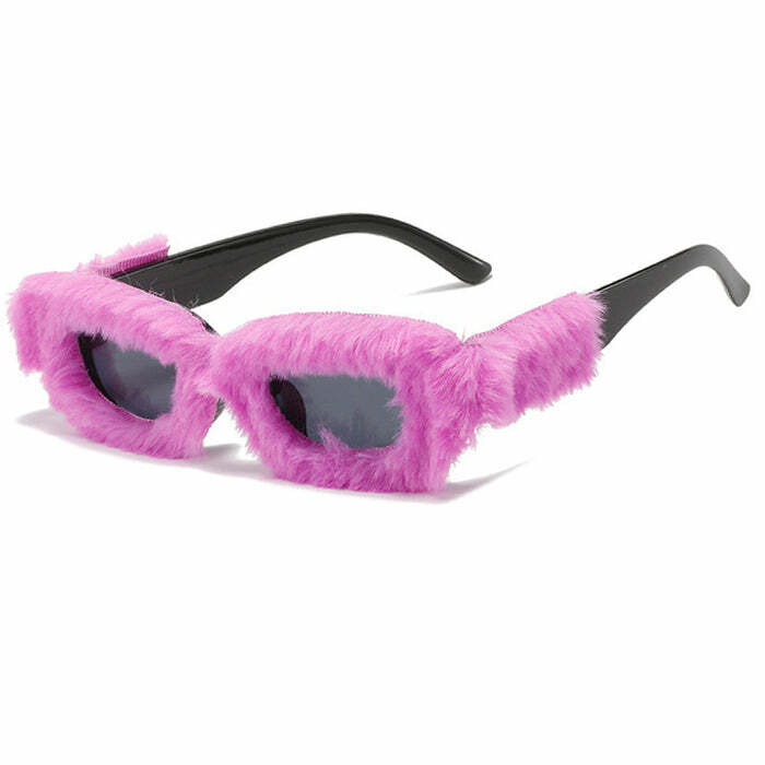 Trendy Y2K Fashion Fuzzy Sunglasses for a Retro 2000s Aesthetic