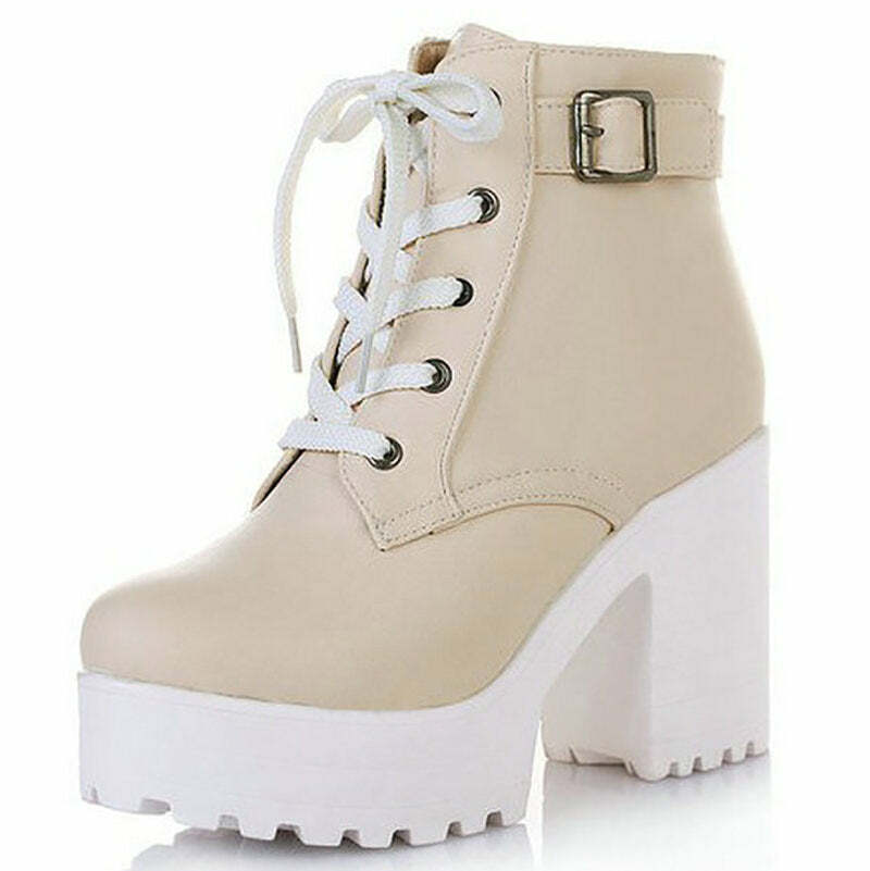 Trendy Y2K Fashion Heeled Ankle Boots for Stylish 2000s Aesthetic