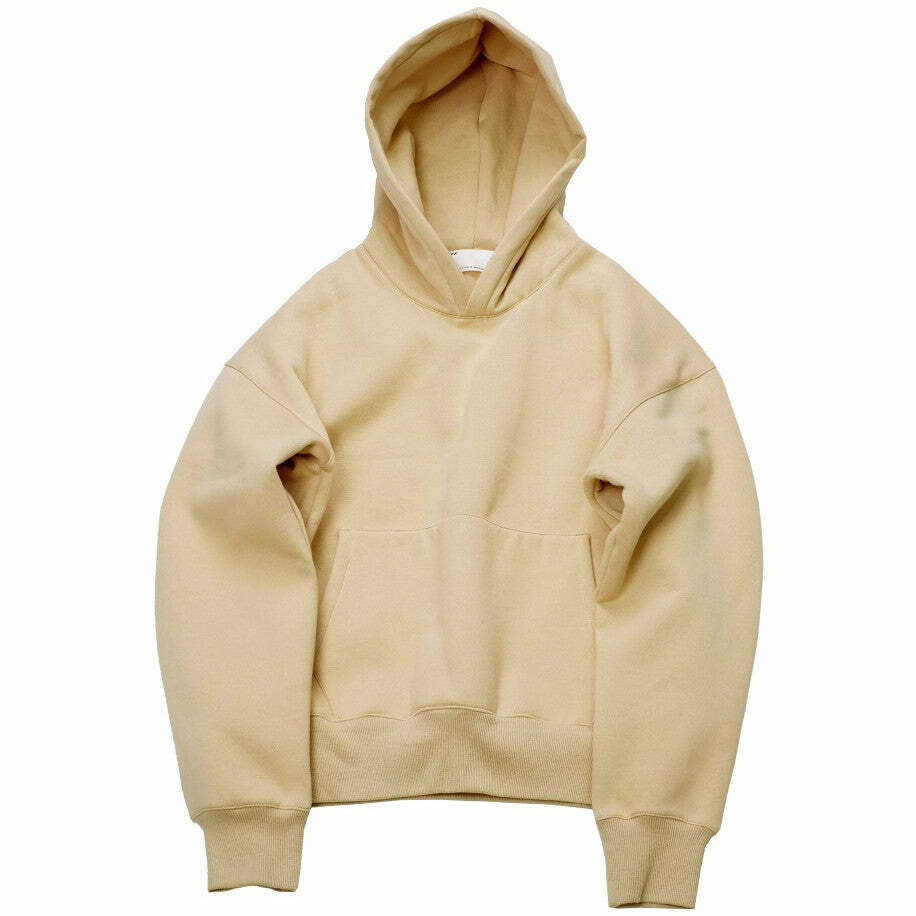 Trendy Y2K Fashion Nude Hoodie - 2000s Style Essential for Your Wardrobe