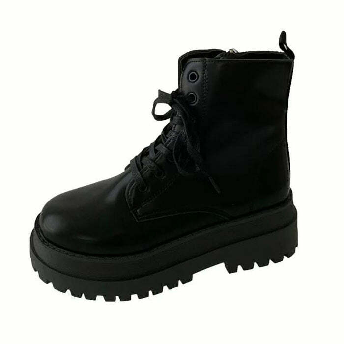 Trendy Y2K Fashion Platform Ankle Boots for Stylish 2000s Aesthetic