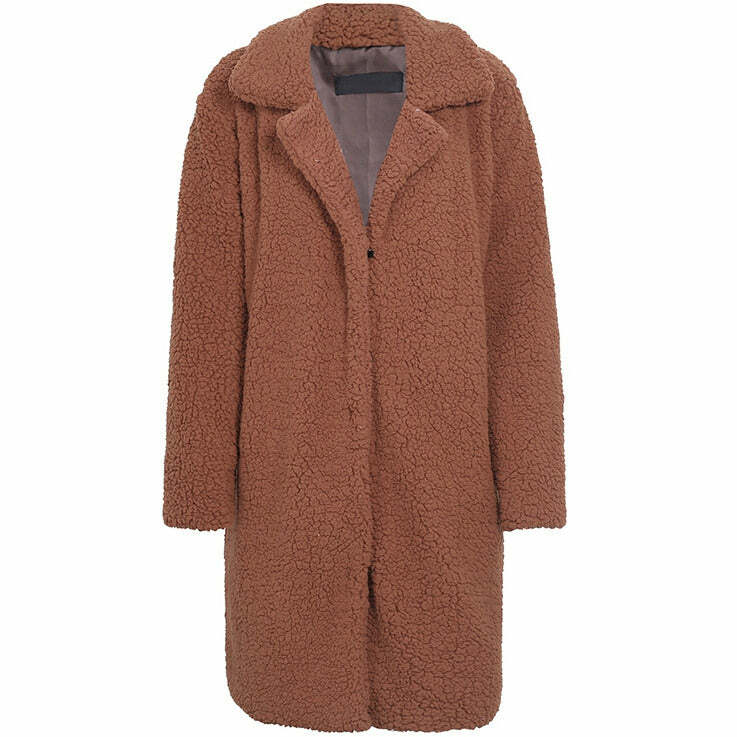 Trendy Y2K Fashion Teddy Bear Coat - Cozy 2000s Style Outerwear