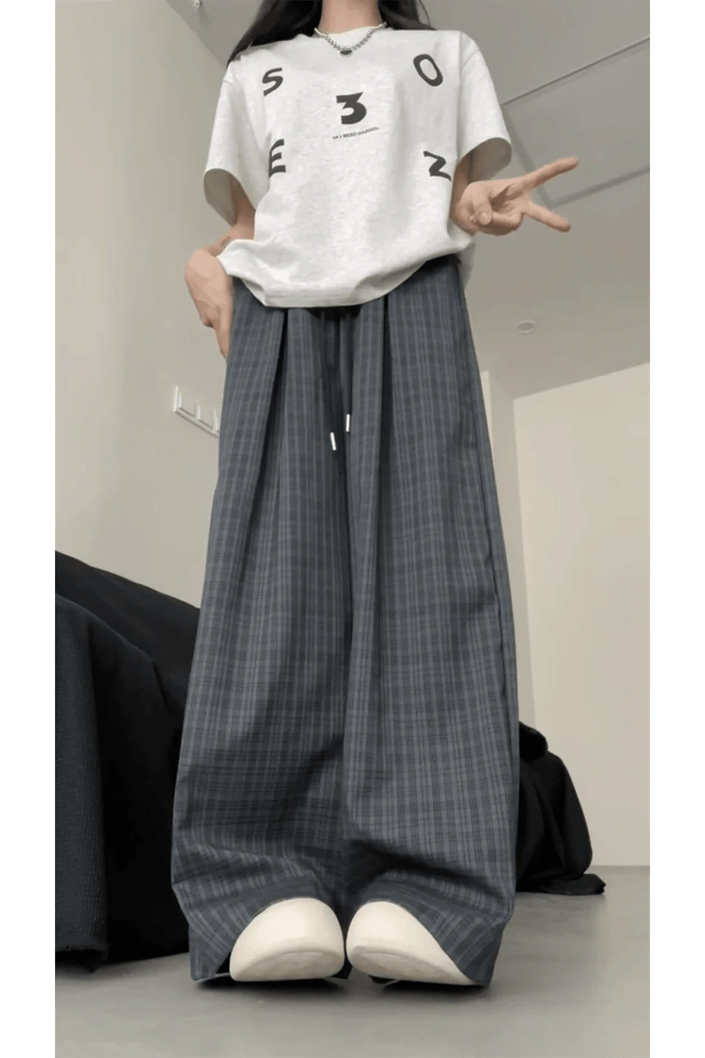 Trendy Y2K Oversized Plaid Slouchy Pants for Ultimate 2000s Style