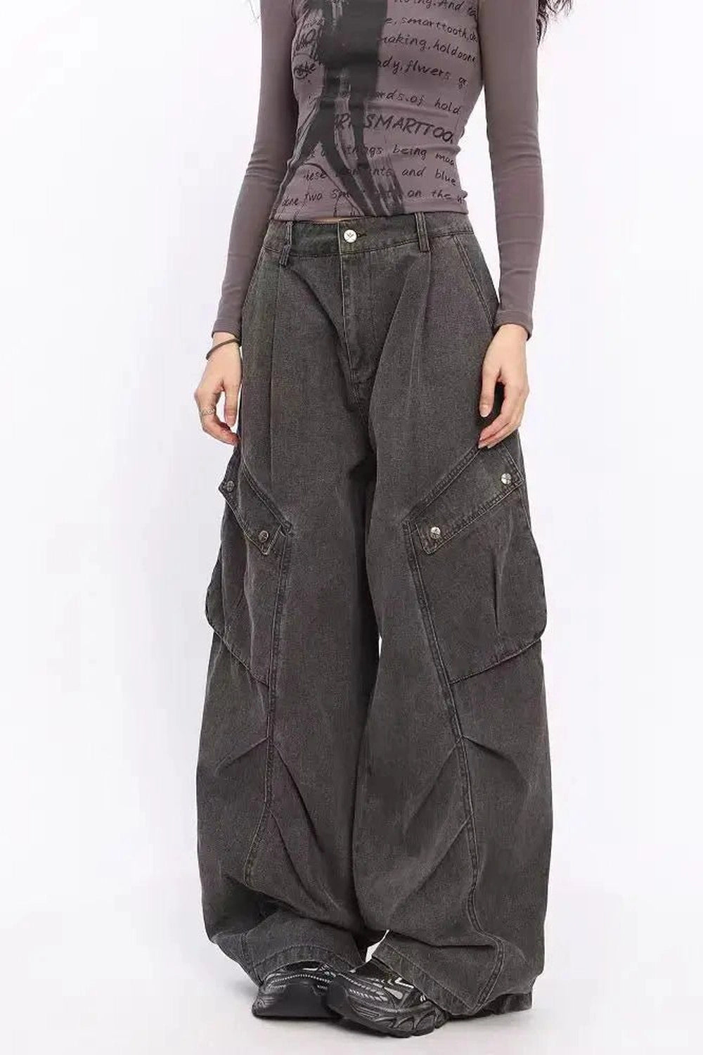 Trendy Y2K Oversized Utility Cargo Pants for Ultimate 2000s Style