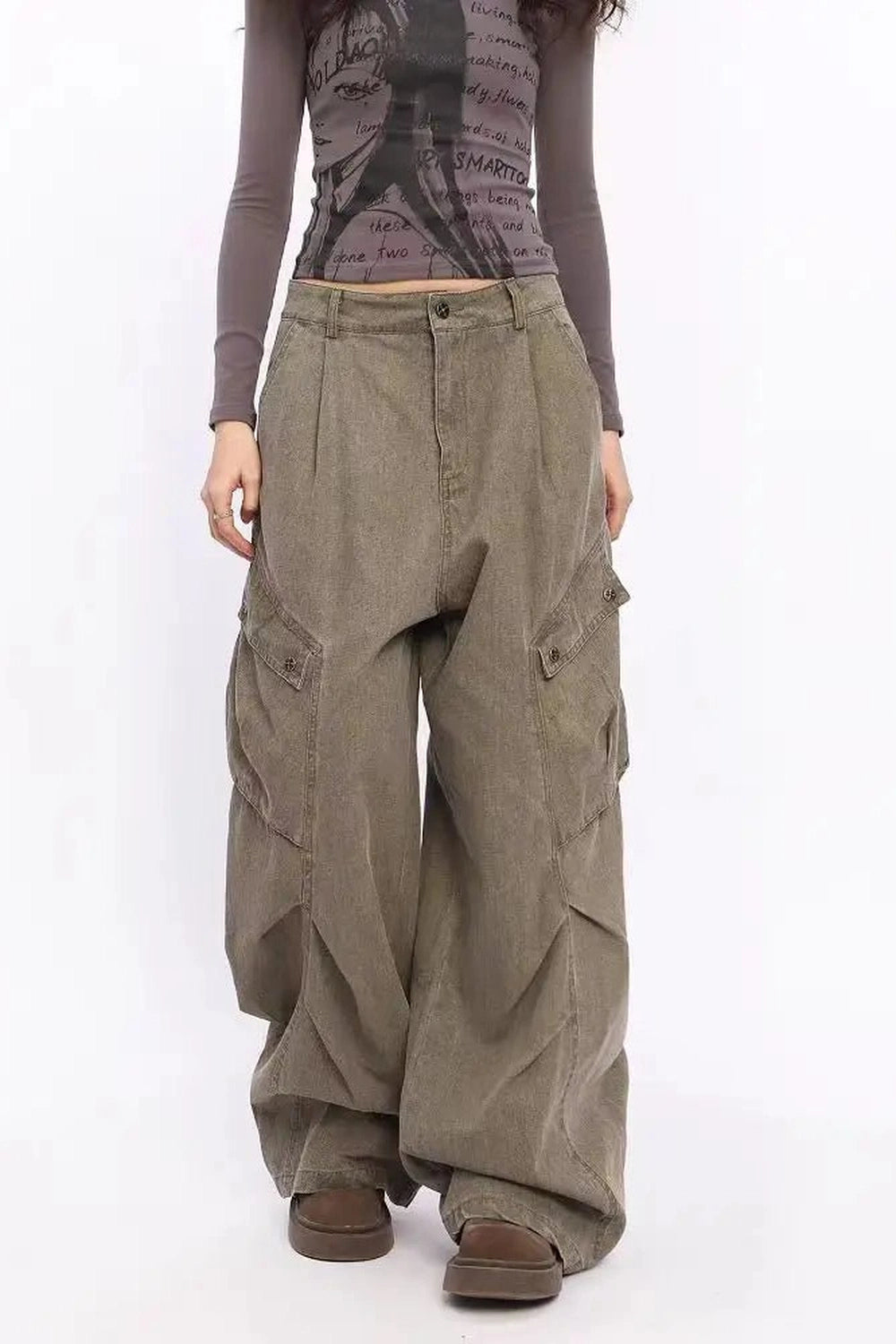 Trendy Y2K Oversized Utility Cargo Pants for Ultimate 2000s Style