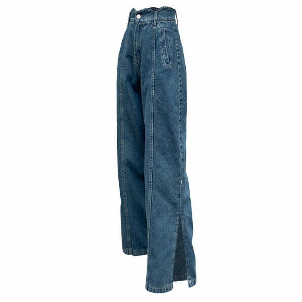 Trendy Y2K Slit Jeans: Embrace 2000s Fashion with a Modern Twist