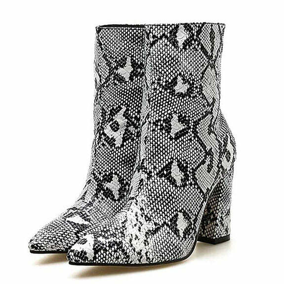 Trendy Y2K Snakeskin Ankle Boots for a Chic 2000s Fashion Look