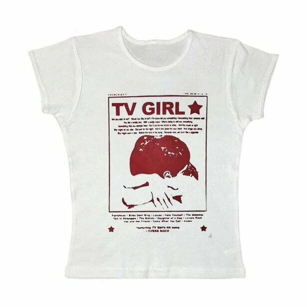 TV Girl Y2K Aesthetic Baby Tee - Trendy 2000s Style Top for Women