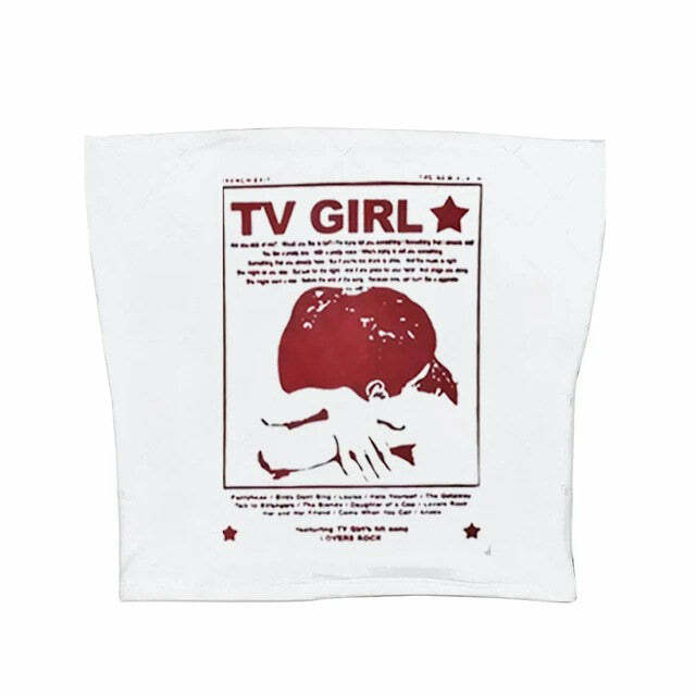 TV Girl Y2K Aesthetic Tube Top - Trendy 2000s Fashion Essential