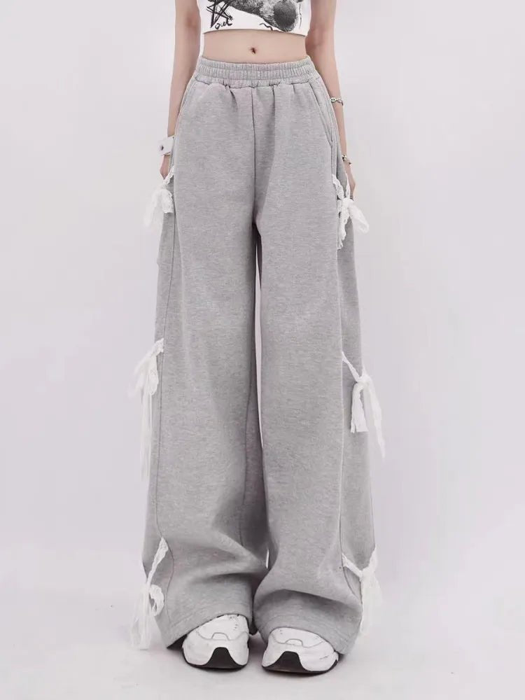 Urban Ribbon Sweatpants: Embrace Y2K Fashion with 2000s Style Vibes