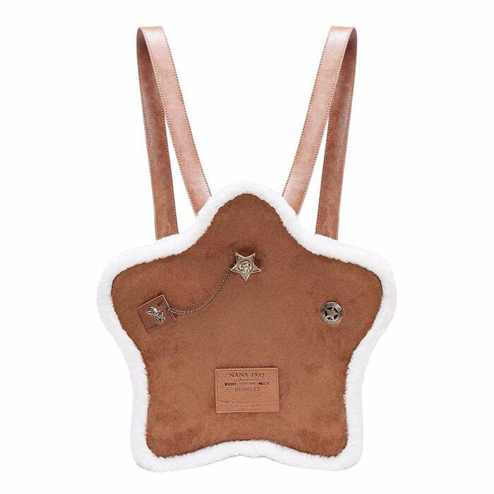 Vanilla Girl Sheepskin Star Backpack - Y2K Fashion Essential