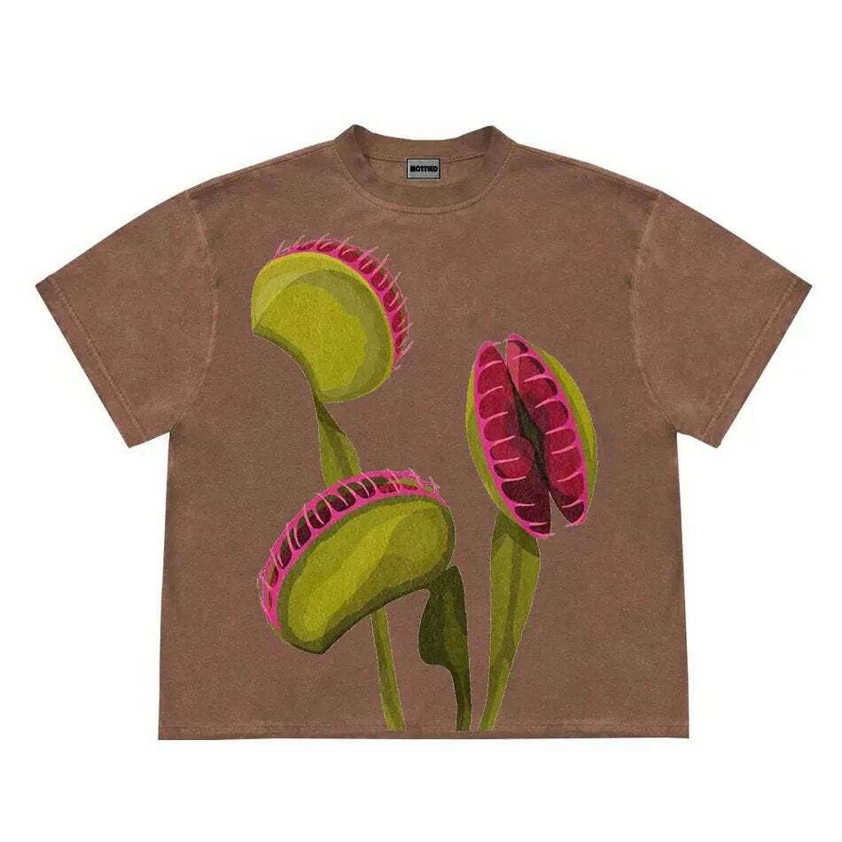 Venus Flytrap Graphic Tee - Y2K Fashion Inspired 2000s Style Top