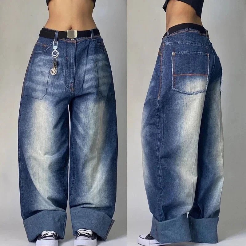 Vintage Washed Baggy Jeans - Y2K Fashion Essential for Effortless Style