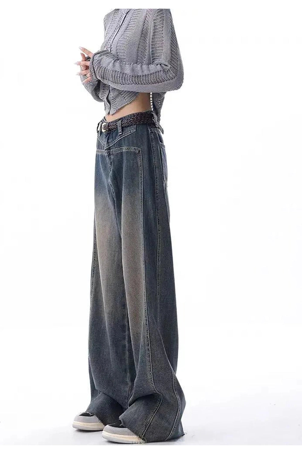 Vintage Washed Wide-Leg Jeans - Y2K Fashion Essential for 2000s Style