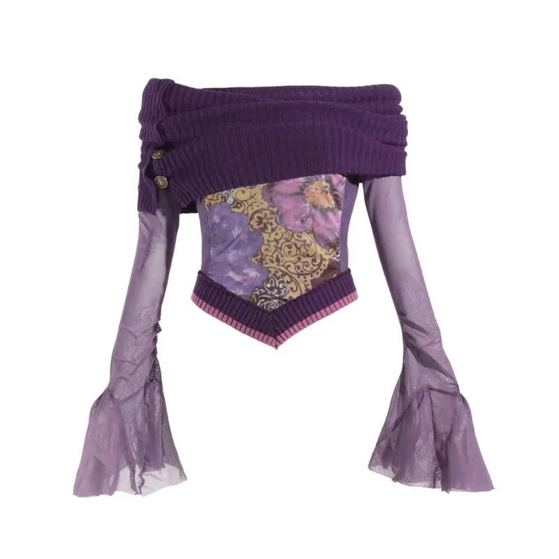 Violet Witch Y2K Velvet Top: Trendy 2000s Fashion Aesthetic Piece