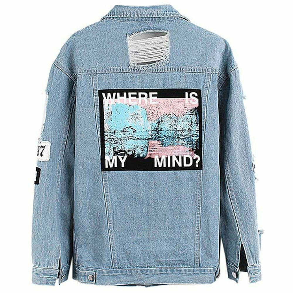 Where Is My Mind? Y2K Denim Jacket - Iconic 2000s Fashion Statement