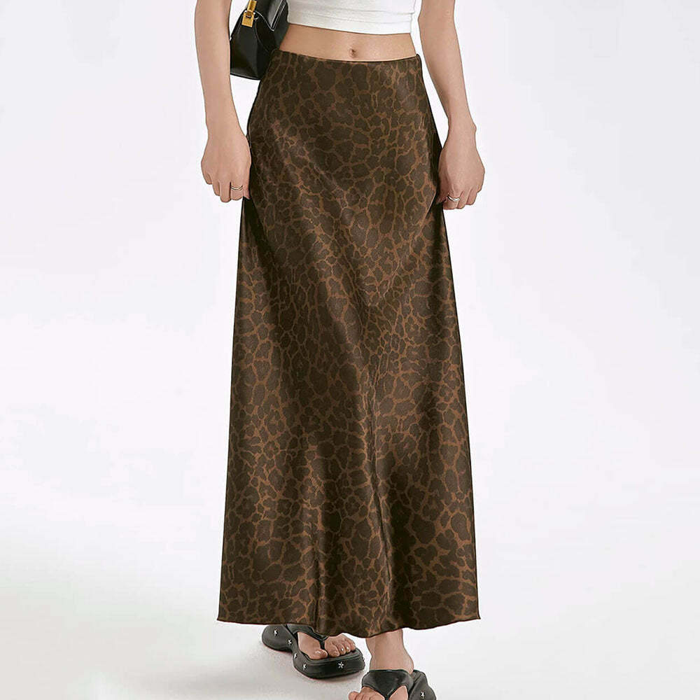 Wild Thing Leopard Maxi Skirt - Y2K Fashion Statement for 2000s Style