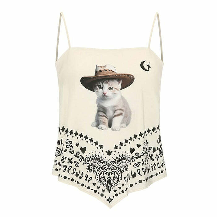 Wild West Kitty Bandana Top - Y2K Fashion Aesthetic for Trendy Looks