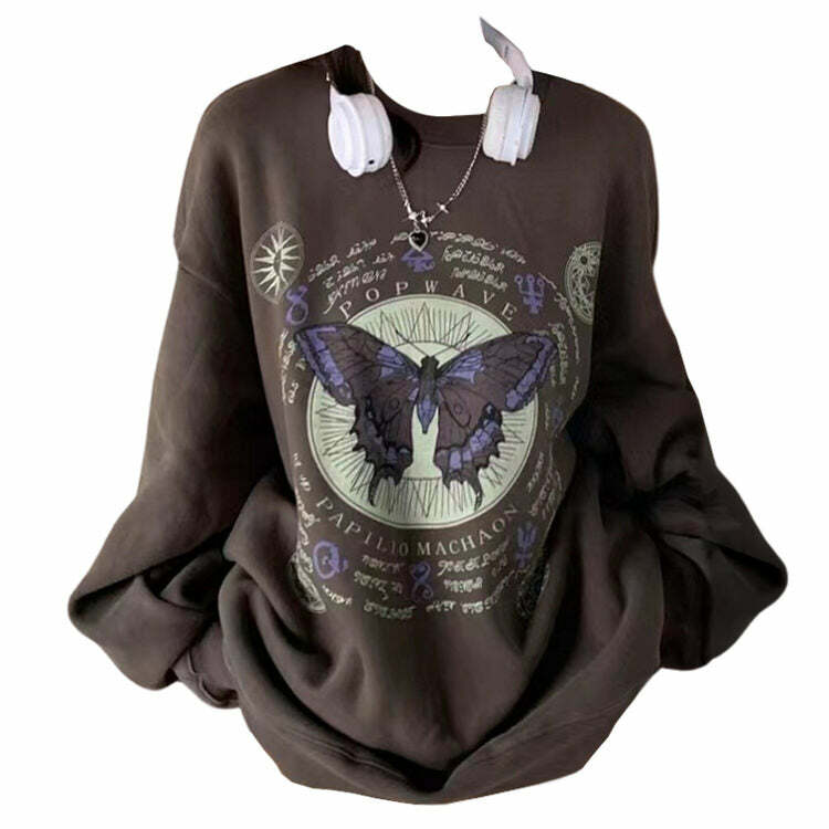 Witchy Butterfly Y2K Sweatshirt - Trendy 2000s Aesthetic Clothing