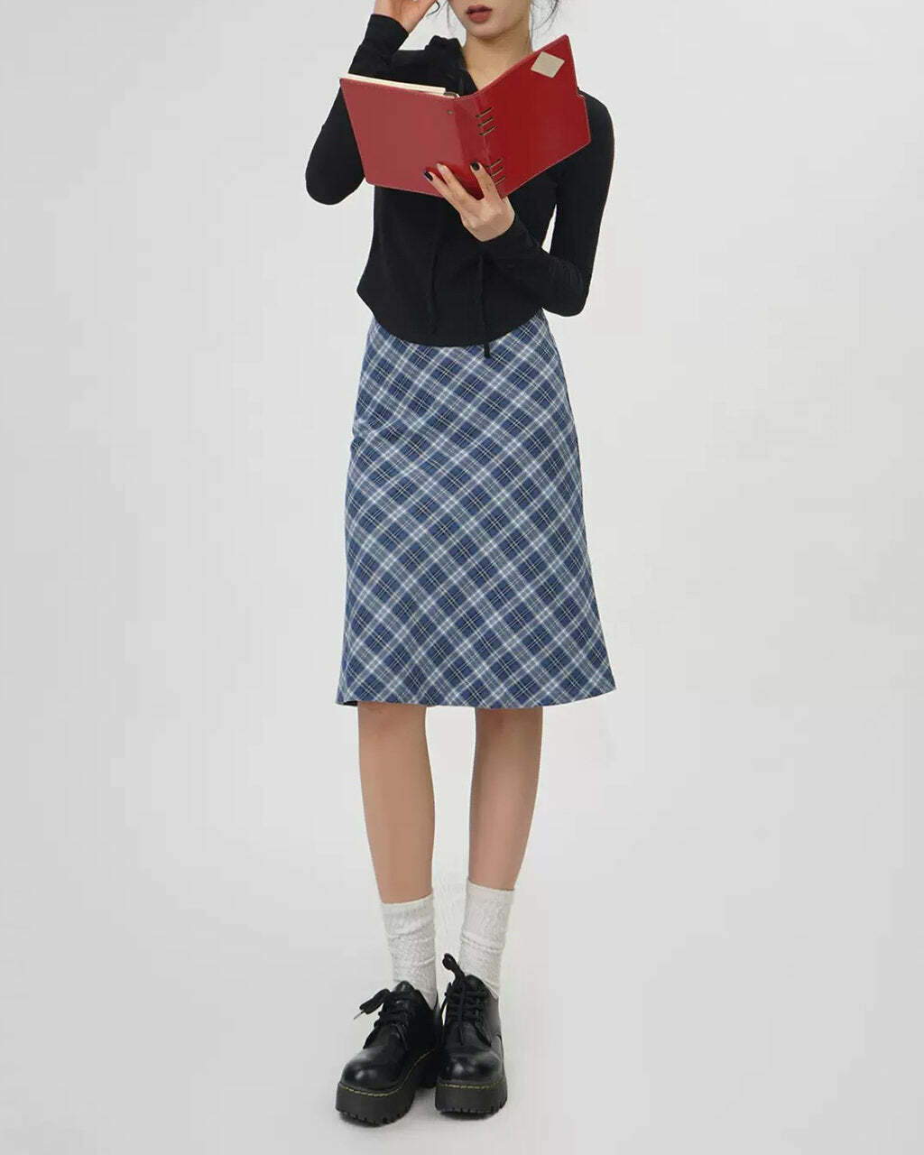 Worry Less Blue Plaid Midi Skirt - Y2K Fashion Essential for 2000s Style