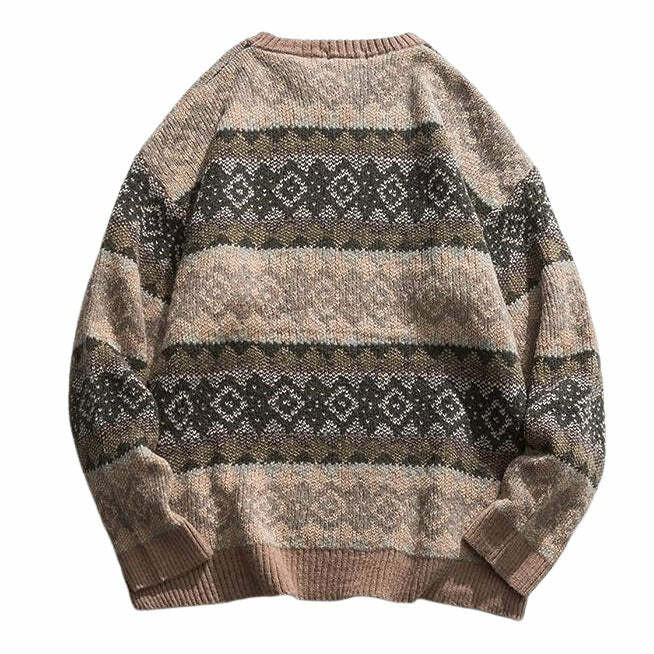 Y2K Aesthetic 80's Grandma Pattern Sweater - Retro 2000s Fashion Top