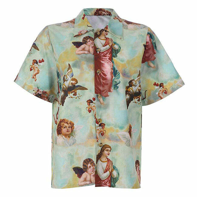 Y2K Aesthetic Angel Shirt - Trendy 2000s Style Top for Unique Outfits