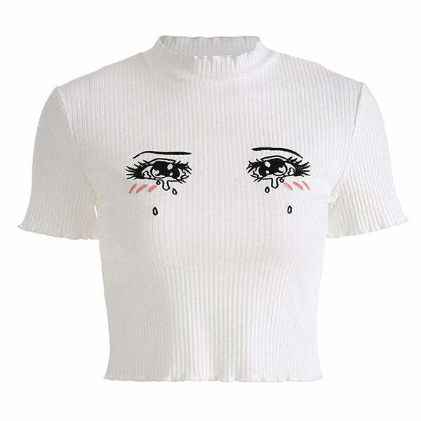 Y2K Aesthetic Anime Crybaby Tee - Trendy 2000s Fashion Top