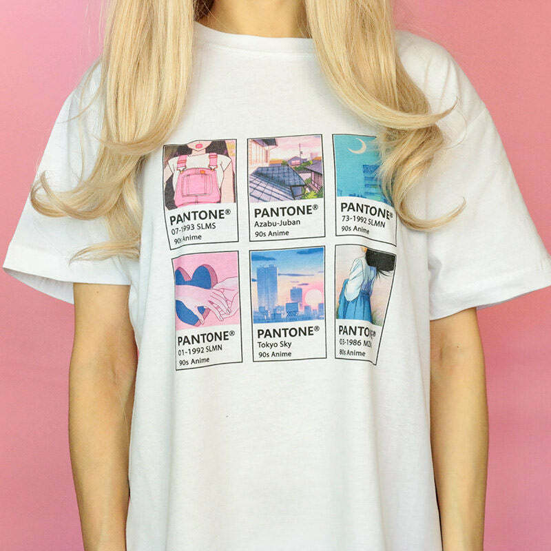 Y2K Aesthetic Anime Pantone T-Shirt - Trendy 2000s Fashion Top