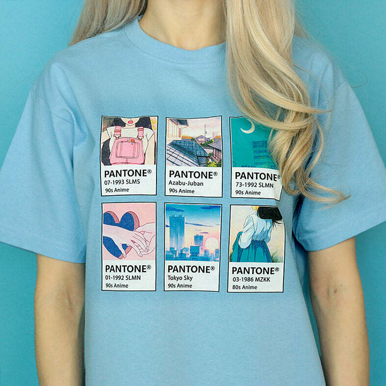 Y2K Aesthetic Anime Pantone T-Shirt - Trendy 2000s Fashion Top