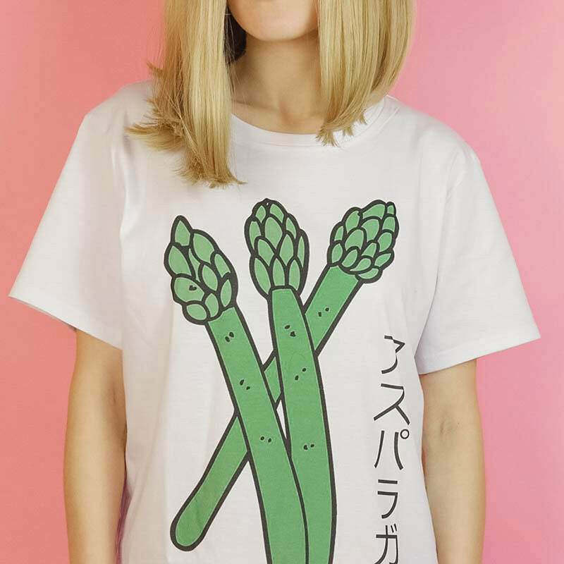 Y2K Aesthetic Asparagus T-Shirt - Trendy 2000s Style, Size S